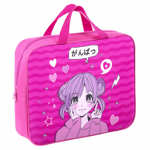 Папка на молнии с ручками BRAUBERG KIDS А4, 1 отделение, полиэстер, 80 мм, "Anime style", 272121 - фото 1