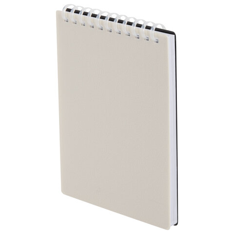 Блокнот МАЛЫЙ ФОРМАТ А6, 60 л., силиконовый гребень, обложка пластик, клетка, BRAUBERG, бежевый, 117563 - фото 5