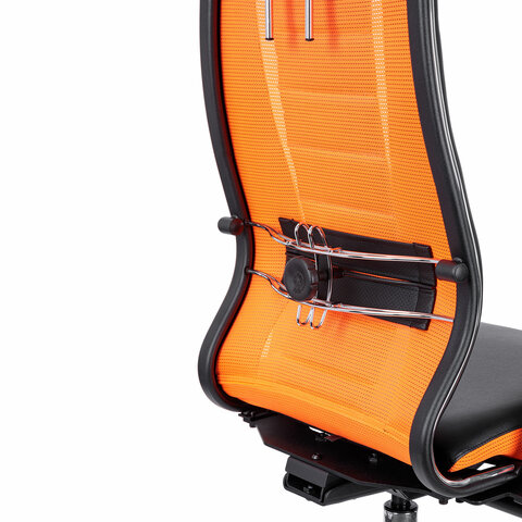 Кресло компьютерное МЕТТА "ErgoLife" 10 B2-160D, 2D-подголовник, экокожа/сетка, черное/оранжевое - фото 8