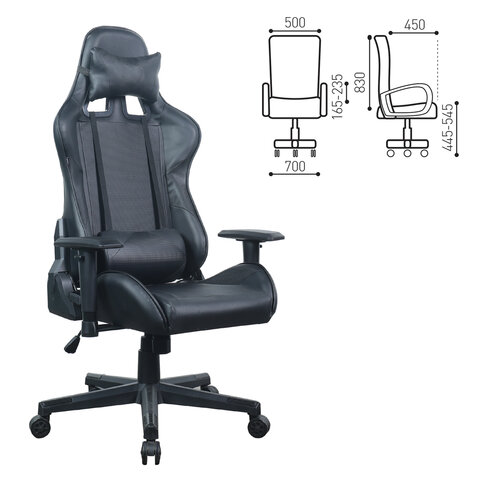 Кресло компьютерное BRABIX "GT Carbon GM-115", две подушки, экокожа, черное, 531932 - фото 2