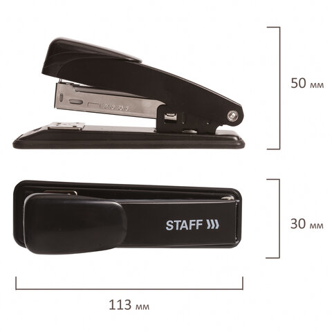 Степлер №24/6, 26/6 металлический STAFF "Manager", до 20 листов, черный, 224627 - фото 4