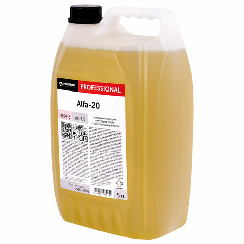 Средство для уборки после строительства моющее, 5 л, PRO-BRITE ALFA-20, кислотное, концентрат, 034-5 - фото 2