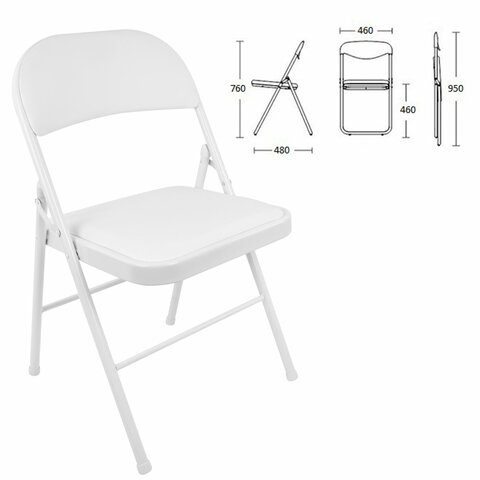 Стул складной BRABIX "Golf Plus CF-003 КОМФОРТ", белый каркас, кожзам белый, 532888 - фото 3