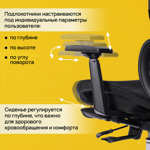 Кресло BRABIX PREMIUM "Evolution ER-700", подножка, слайдер, синхромеханизм, сетка, черное, 532947 - фото 13