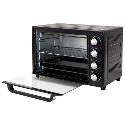 Мини-печь электрическая SONNEN EO-HL38K, 2000 Вт, 38 л, 3 режима нагрева, режим конвекции, таймер, механическое управление, черная, 458306 - фото 3