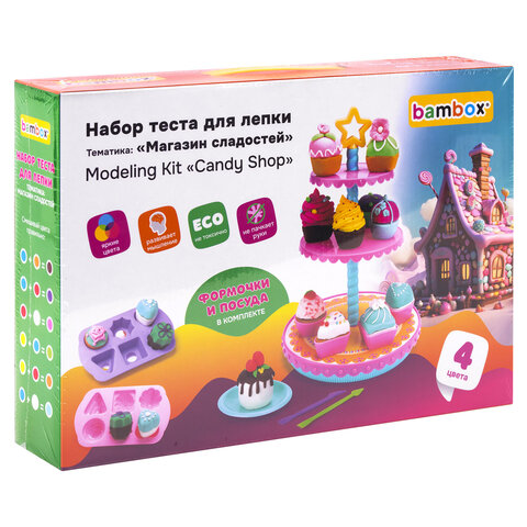 Тесто-пластилин для лепки BAMBOX (БАМБОКС), НАБОР "Магазин сладостей" с формочками и посудой, 107253 - фото 12