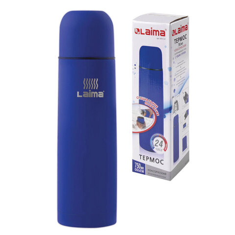 Термос LAIMA классический с узким горлом, 0,75 л, нержавеющая сталь, синий, 605123 Термос LAIMA классический с узким горлом, 0,75 л, нержавеющая сталь, синий, 605123 - фото 1