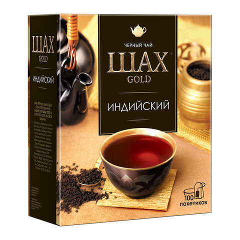 Чай ШАХ Gold "Индийский" черный, 100 пакетиков по 2 г, 0925-18 - фото 3