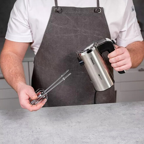 Миксер TIMBERK T-HM40S49, 550 Вт, 5 скоростей, 2 венчика, 2 крюка для теста, подставка, стальной - фото 17