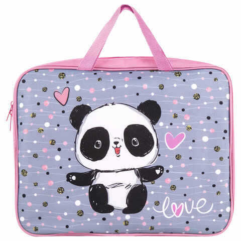 Папка на молнии с ручками BRAUBERG А4, 1 отделение, полиэстер, 80 мм, "Funny panda", 271127 - фото 1