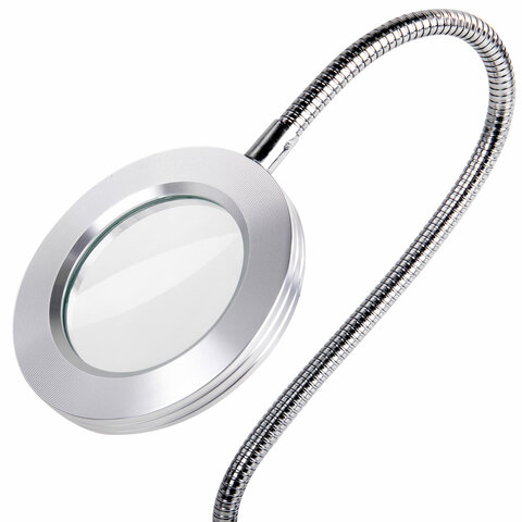 Лупа настольная на прищепке с LED-ПОДСВЕТКОЙ, диаметр 75 мм, увеличение 3, BRAUBERG, 455931 - фото 4