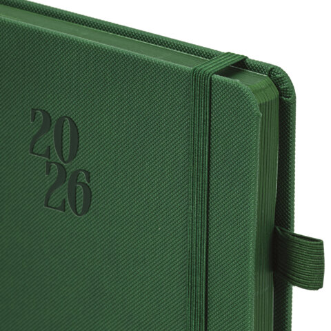 Ежедневник датированный 2026, А5, 138х213 мм, BRAUBERG "Plain", под кожу, резинка, держатель для ручки, темно-зеленый, 117507 - фото 4