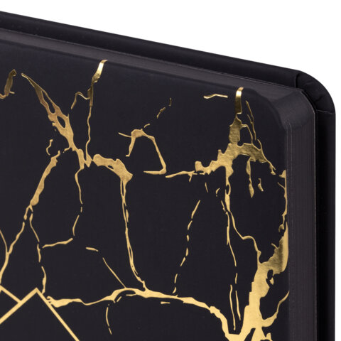 Ежедневник датированный 2026 А5 138x213 мм, BRAUBERG "Goldy", под кожу, цветной срез, черный, 117470 - фото 3