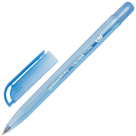 Ручка шариковая масляная BRAUBERG "OIL PEN TONE", СИНЯЯ, корпус тонированный, пишущий узел 0,7 мм, линия 0,35 мм, 142710 - фото 1
