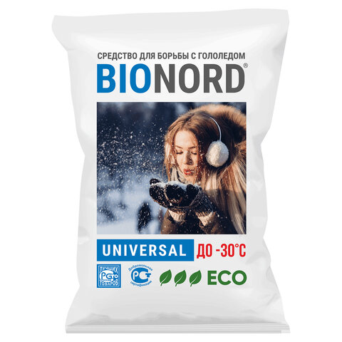 Реагент антигололедный 23 кг, BIONORD Universal, до -30 °С, хлорид кальция, мешок, МИНПРОМТОРГ - фото 1