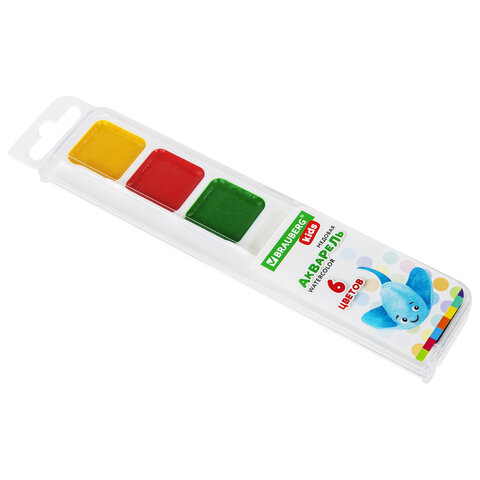 Краски акварельные BRAUBERG KIDS, медовые, 6 цветов, квадратные кюветы, пластиковый пенал, 192281 - фото 3