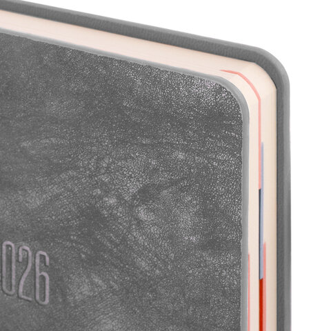 Ежедневник датированный 2026 B6 125х173 мм, GALANT "Vivid", под кожу, серый, 117410 - фото 4