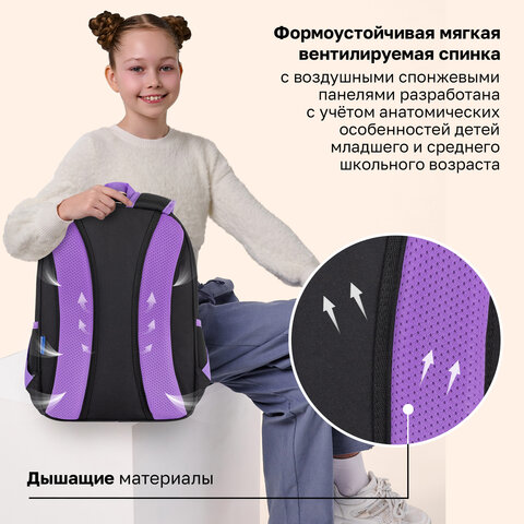 Рюкзак BRAUBERG OPTIMA, 2 отделения, с брелоком, "Сияющий единорог", 36х27х18 см, 273157 - фото 13