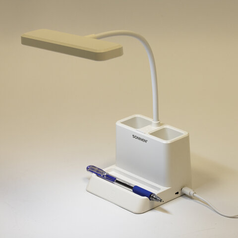 Настольная лампа / светильник беспроводная SONNEN PT-302, органайзер, USB, LED, 3 Вт, 3 режима, 238783 - фото 9