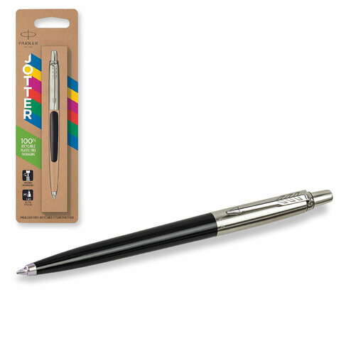 Ручка шариковая PARKER "Jotter Plastic CT", корпус черный, ежедневник А5 черный, золотой срез, пакет, 880894 - фото 2