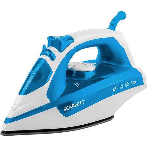 Утюг SCARLETT SC-SI30P17, 2200 Вт, антипригарное покрытие, антинакипь, самоочистка, белый/синий - фото 1