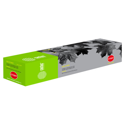 Картридж лазерный CACTUS (CS-C729Y) для CANON LBP-7010C/7018C, желтый, ресурс 1000 страниц - фото 1