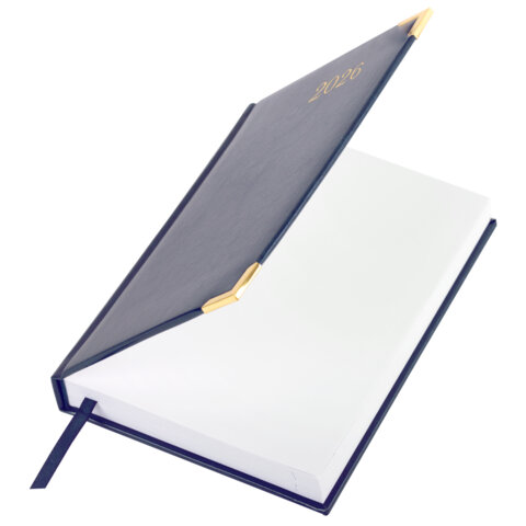 Ежедневник датированный 2026, А5, 138x213 мм, BRAUBERG "Senator", под кожу, синий, 117091 - фото 4