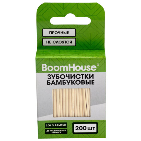 Зубочистки бамбуковые 200 шт. в коробке с подвесом, BOOMHOUSE (БУМХАУС), 701954 - фото 1