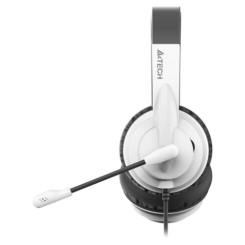 Наушники с микрофоном (гарнитура) A4TECH HU-10, проводные, 2 м, USB, черные с белым, 1611415 - фото 2