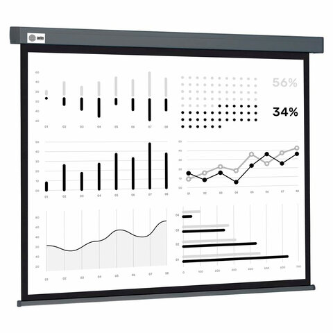 Экран Cactus Wallscreen CS-PSW-180X180-SG, 180x180 см, 1:1, настенно-потолочный, серый - фото 1