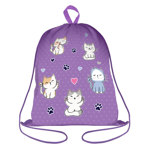 Мешок для обуви BRAUBERG KIDS, с петлей, 42х34 см, "Игривые котята", 272413 - фото 1