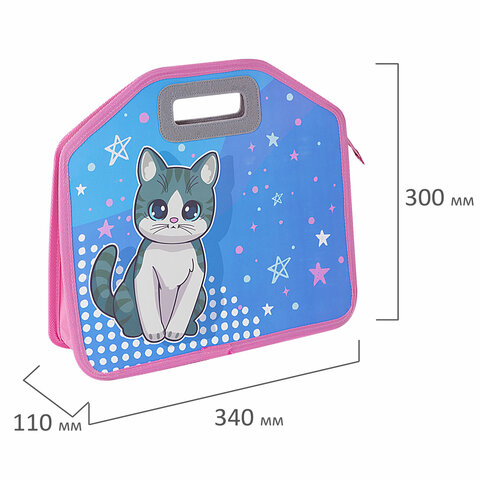 Папка-сумка ЮНЛАНДИЯ, 1 отделение, фетровые ручки, 34х30х11 см, Anime cat, 272204 - фото 6