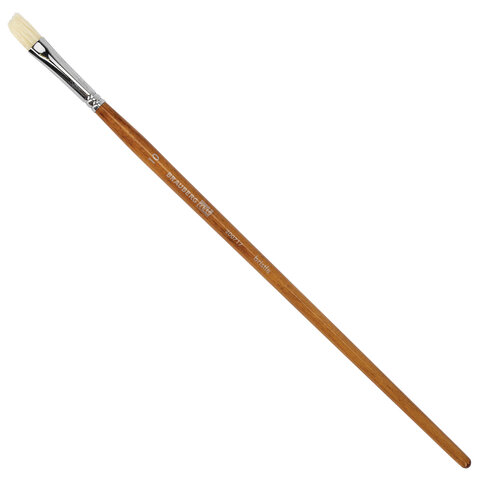 Кисть художественная профессиональная BRAUBERG ART CLASSIC, щетина, плоская, № 10, длинная ручка, 200717 - фото 1