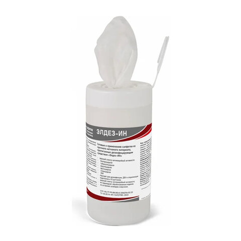 Дезинфицирующие салфетки влажные 60 шт., ЭЛДЕЗ-ИН, для обработки поверхностей, САЛ-В-37 - фото 1