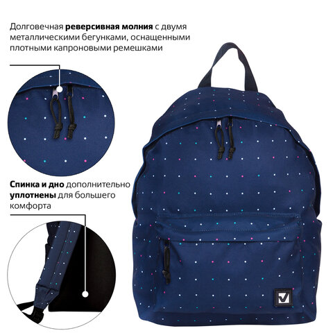 Рюкзак BRAUBERG СИТИ-ФОРМАТ универсальный, "Moon", темно-синий, 41х32х14 см, 224754 - фото 11