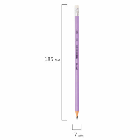 Карандаш чернографитный с ластиком STAFF EVERYDAY BLP-CLR, 1 шт., НВ, цвет корпуса ассорти, 182117 - фото 10