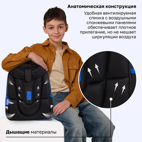 Ранец BRAUBERG PREMIUM, 2 отделения, с брелоком, "Кибер-лава", СВЕТЯЩИЙСЯ, 38х29х16 см, 272015 - фото 14