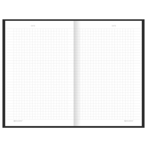 Блокнот А5 134х206 мм, 80 л., твёрдый, клетка, BRAUBERG "Minimal", черный, 116436 - фото 5