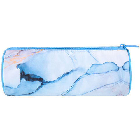 Пенал-тубус BRAUBERG, с эффектом Soft Touch, мягкий, "Blue marble", 22х8 см, 271570 - фото 3