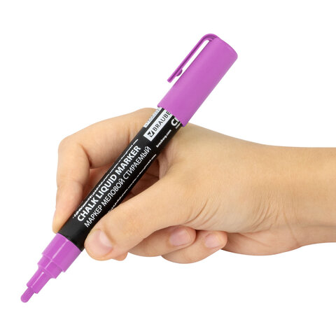 Маркер меловой CHALK LIQUID MARKER, ФИОЛЕТОВЫЙ, 3 мм, стираемый, BRAUBERG "CHALK", 152588 - фото 10