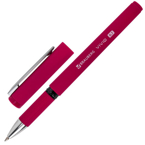 Ручки шариковые с грипом BRAUBERG "VIVID", НАБОР 3 ШТУКИ, СИНИЕ, SOFT TOUCH покрытие, узел 0,7 мм, линия письма 0,35 мм, 144401 - фото 3