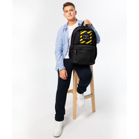 Рюкзак BRAUBERG FASHION CITY универсальный, 2 отделения, "Core", черный, 46х31х15 см, 273838 - фото 10
