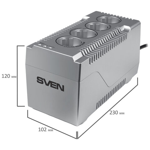 Стабилизатор SVEN VR-F1000, 320 Вт, 184-285 В, 4 евророзетки, SV-018818 - фото 6
