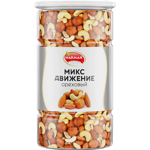 Орехи сушеные в банке "МИКС Движение", кешью, фундук, миндаль, арахис, 1 кг, NARMAK - фото 1