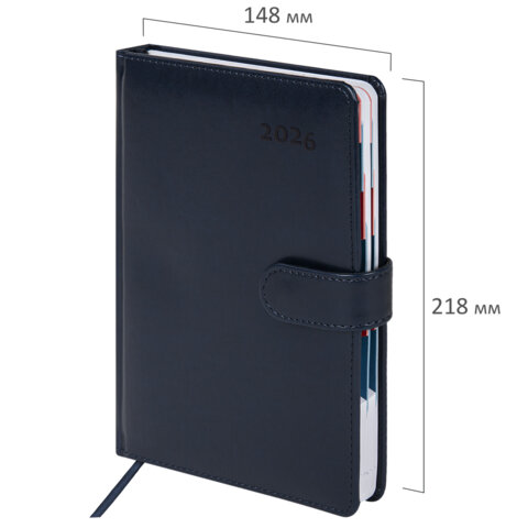Ежедневник датированный 2026 А5 148х218 мм, GALANT "Ritter", под кожу, темно-синий, 117492 - фото 2