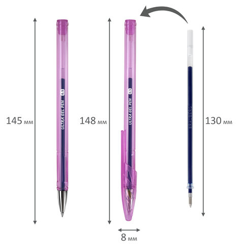Ручки гелевые "BRAUBERG ULTRA GEL PASTEL", НАБОР 4 ШТУКИ, СИНИЕ, стандартный наконечник 0,5 мм, линия письма 0,35 мм, 144282 - фото 13