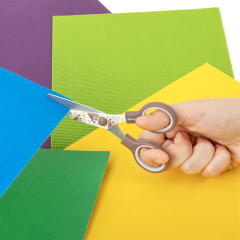 Ножницы 130 мм, коричневые, с цветной печатью "Милые котики", BRAUBERG CUTE CATS, 238957 - фото 9