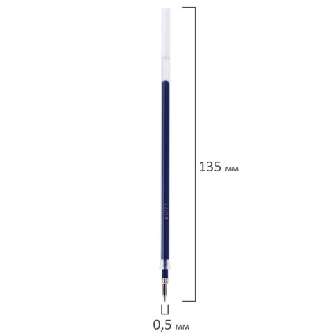 Стержни гелевые STAFF, 135 мм, НАБОР 10 шт. + 2 шт. в ПОДАРОК, СИНИЕ, стандартный узел 0,5 мм, линия письма 0,35 мм, 170410 - фото 3