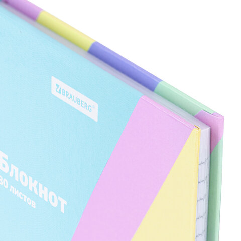 Блокнот МАЛЫЙ ФОРМАТ 110х147 мм, А6, 80 л., твёрдый, клетка, BRAUBERG кросс-серия PASTEL, 117017 - фото 4