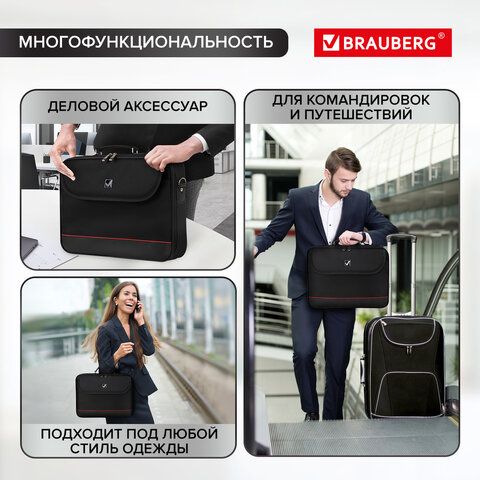 Сумка портфель BRAUBERG MOTIVE с отделением для ноутбука 15,6", откидная крышка, "Profi", черная, 30х40х7 см, 240441 - фото 16